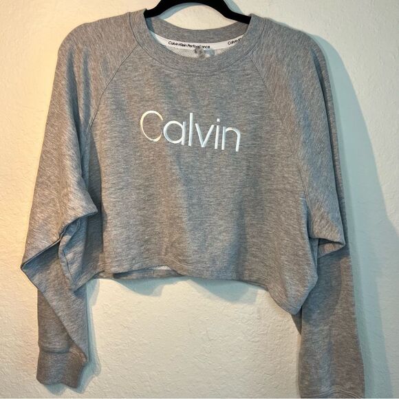NWT, Calvin Klein performance embroidered crop sweatshirt ❄️ large - Picture 1 of 6